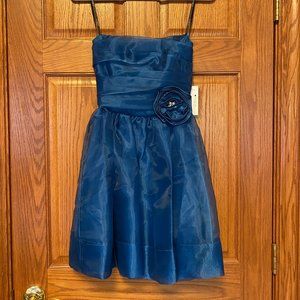 B. Darlin Strapless Blue Tulle Prom Dress